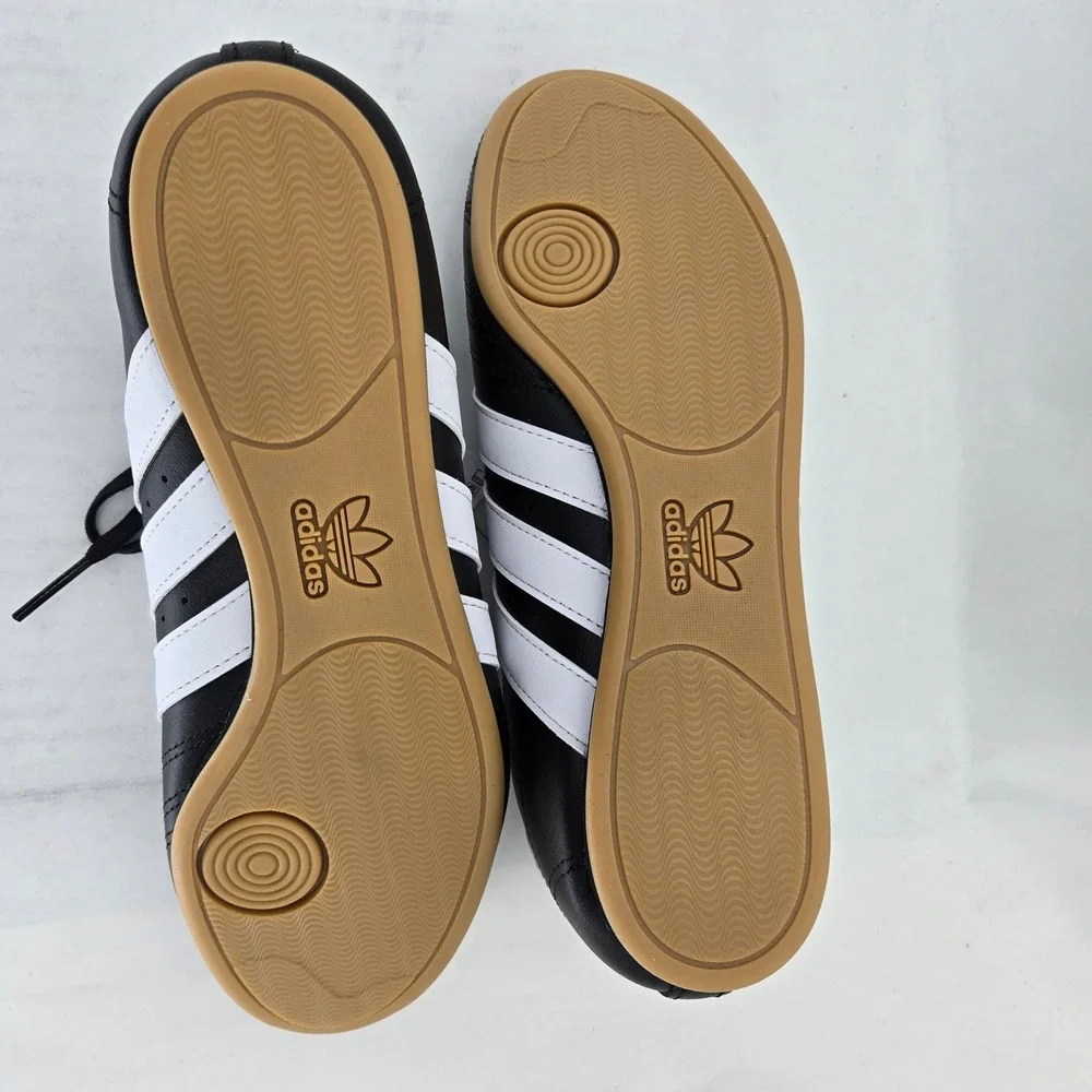 Adidas Taekwondo LA Black White Gum Leather Sneakers JR6807 Mens 7 Womens 8